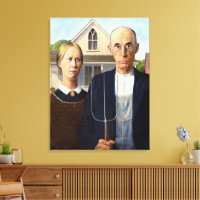 Vintage Grant Wood American Gothic Farmer Fine Art