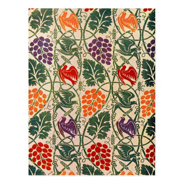 Vintage Grape And Vine Wallpaper Pattern Postcard Zazzle Com