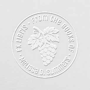 Vintage Grape Bunch Custom Bookplate Embosser