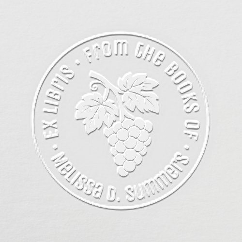 Vintage Grape Bunch Custom Bookplate Embosser