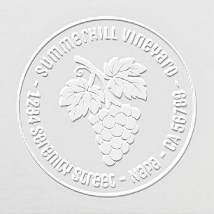 Vintage Grape Bunch Winery Round Custom Address Embosser