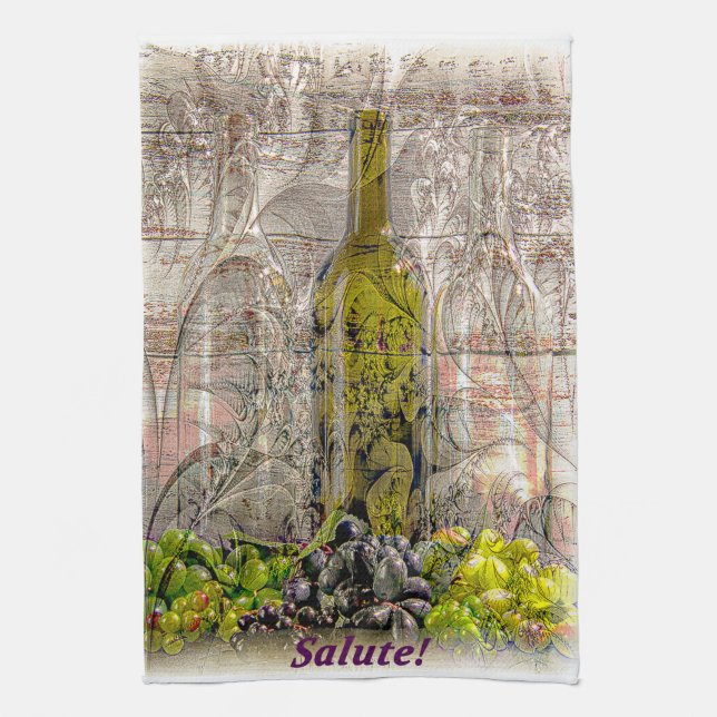 Vintage Grape Digital Art Kitchen Towel (Vertical)