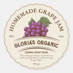 Vintage Grape Fruit Jam Custom Food Label