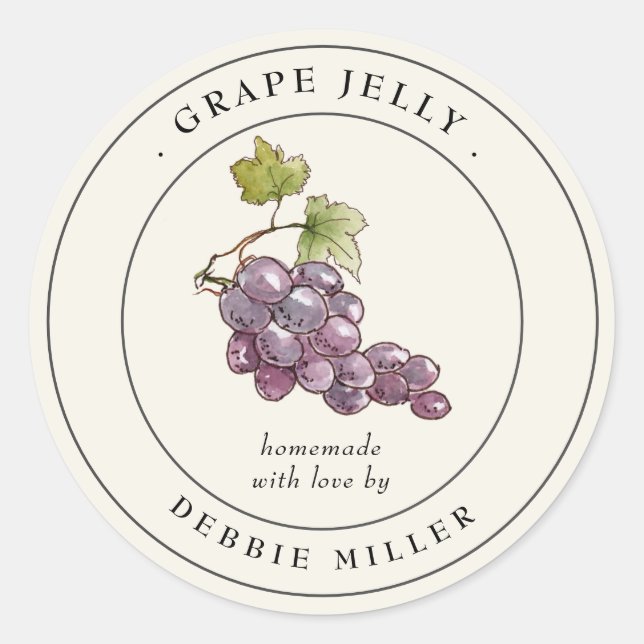 Vintage Grape Jelly canning jar Label (Front)