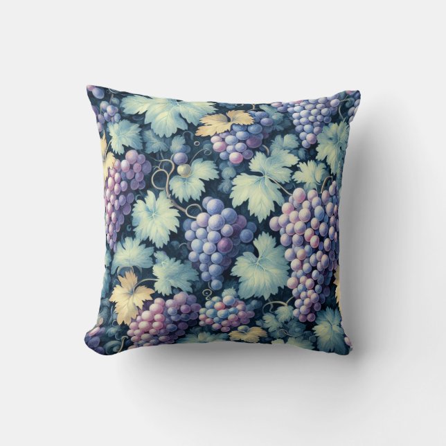 Vintage Grape Pattern Throw Pillow (Front)