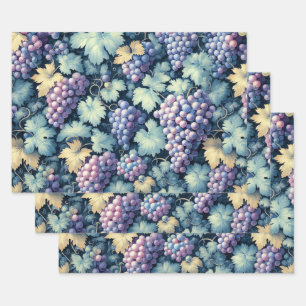 Vintage Grape Pattern Wrapping Paper Sheets