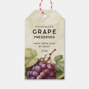 Vintage grape preserves labels with red grapes