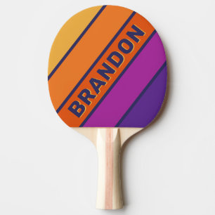 Vintage Grape Rainbow Bold Striped with Name Ping Pong Paddle