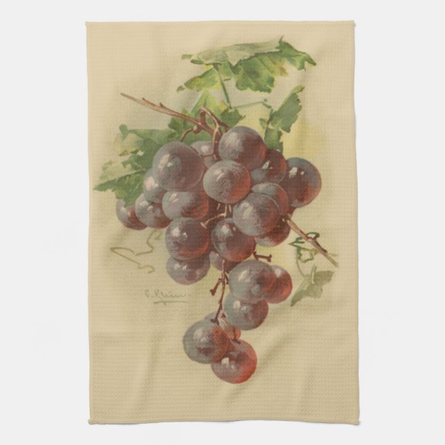 Vintage grapes kitchen towel (Vertical)