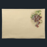 Vintage grapes placemat<br><div class="desc">An illustration of a bunch of purple red grapes hanging on the vine with leaves, on a dark cream or beige background, from a vintage painting by artist Catharina or Catherine Klein, born 1861.</div>