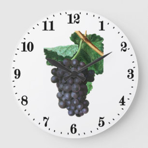 Vintage grapes wall decor kitchen large clock