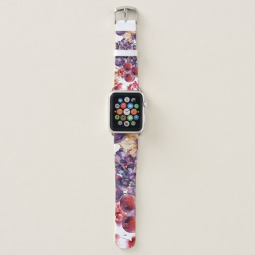 Vintage Grapes Watercolor Autumn Card Apple Watch Band