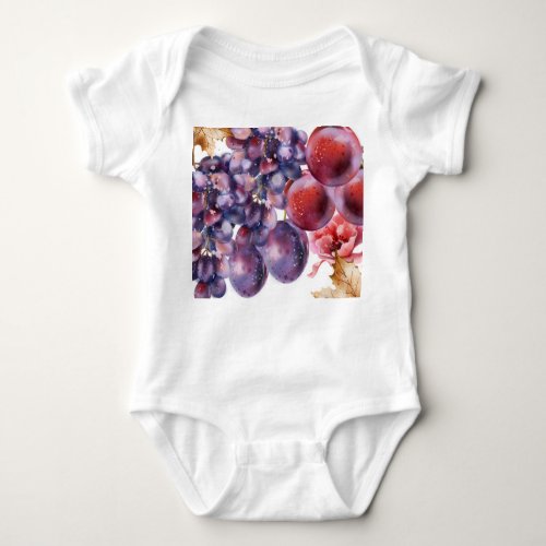 Vintage Grapes Watercolor Autumn Card Baby Bodysuit