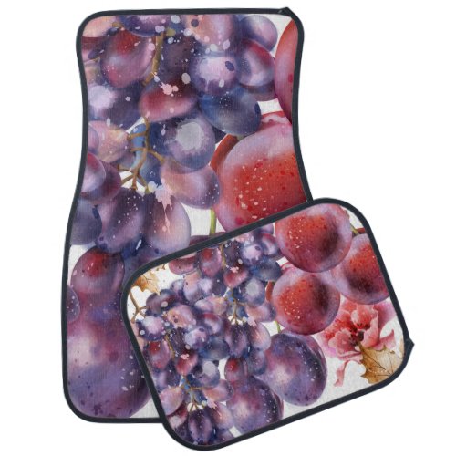 Vintage Grapes Watercolor Autumn Card Car Floor Mat