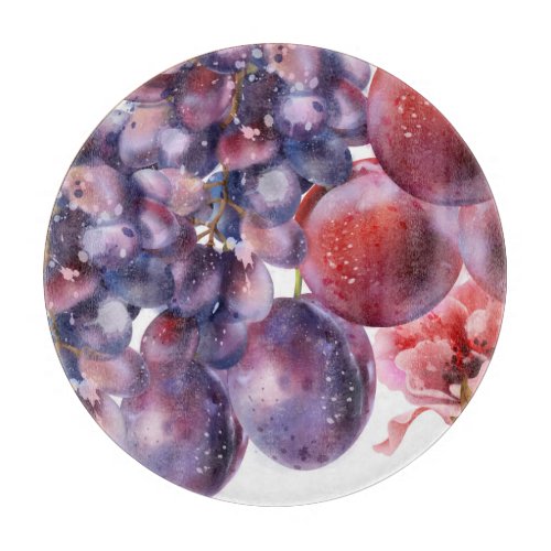 Vintage Grapes Watercolor Autumn Card Cutting Board