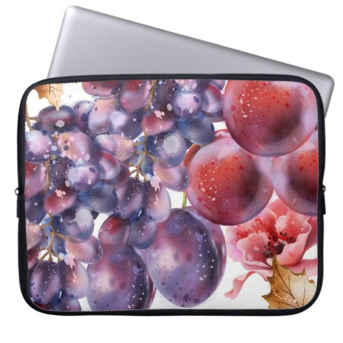 Vintage Grapes Watercolor Autumn Card Laptop Sleeve
