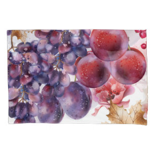 Vintage Grapes Watercolor Autumn Card Pillow Case