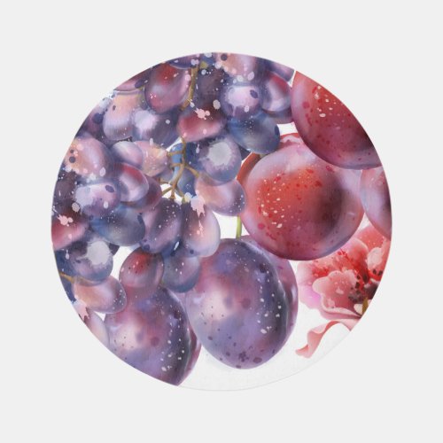 Vintage Grapes Watercolor Autumn Card Rug