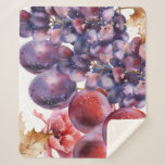Vintage Grapes Watercolor Autumn Card Sherpa Blanket