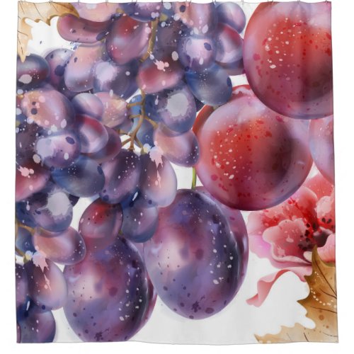 Vintage Grapes Watercolor Autumn Card Shower Curtain
