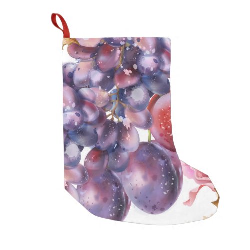 Vintage Grapes Watercolor Autumn Card Small Christmas Stocking