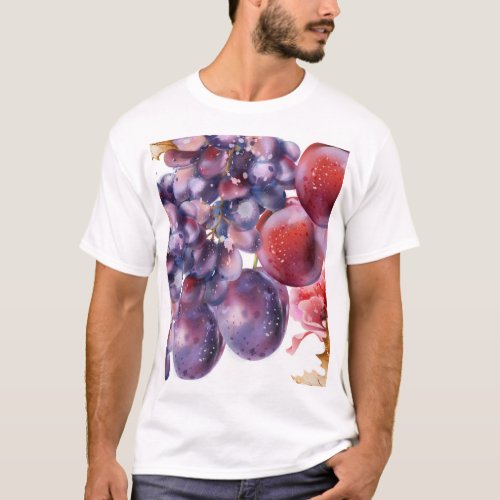 Vintage Grapes Watercolor Autumn Card T_Shirt