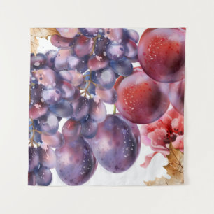 Vintage Grapes Watercolor Autumn Card Tapestry