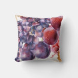 Vintage Grapes Watercolor Autumn Card Throw Pillow