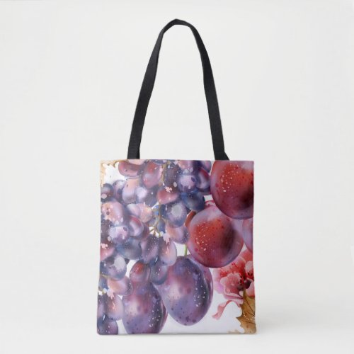 Vintage Grapes Watercolor Autumn Card Tote Bag