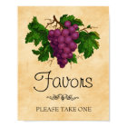 Vintage Grapes Wedding Bridal Shower Favors Sign