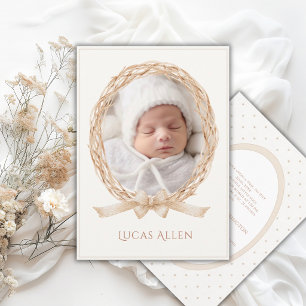 Vintage Grapevine Neutral Birth Announcement