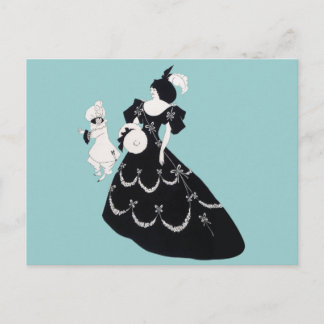 Vintage Graphic Bold Aubrey Beardsley Woman Man Postcard