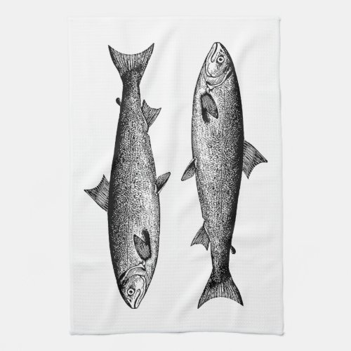 Vintage Graphic Fish Salmon Kitchen Towel