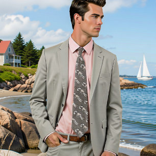 Vintage graphic lobster in charcoal gray neck tie