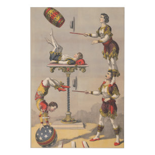 Vintage Graphic Print Of An Acrobatic Act.