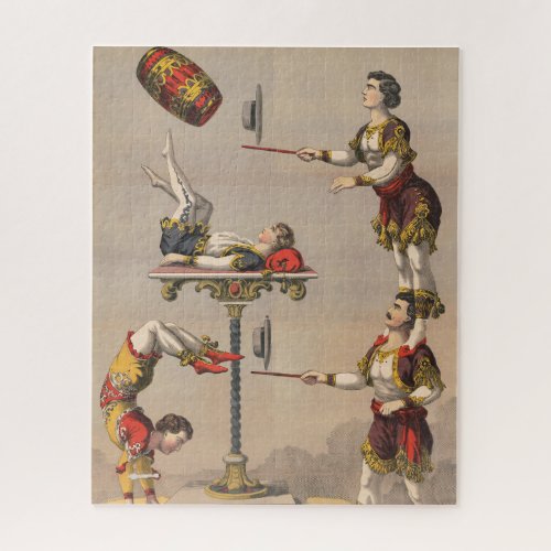 Vintage Graphic Print Of An Acrobatic Act Jigsaw Puzzle