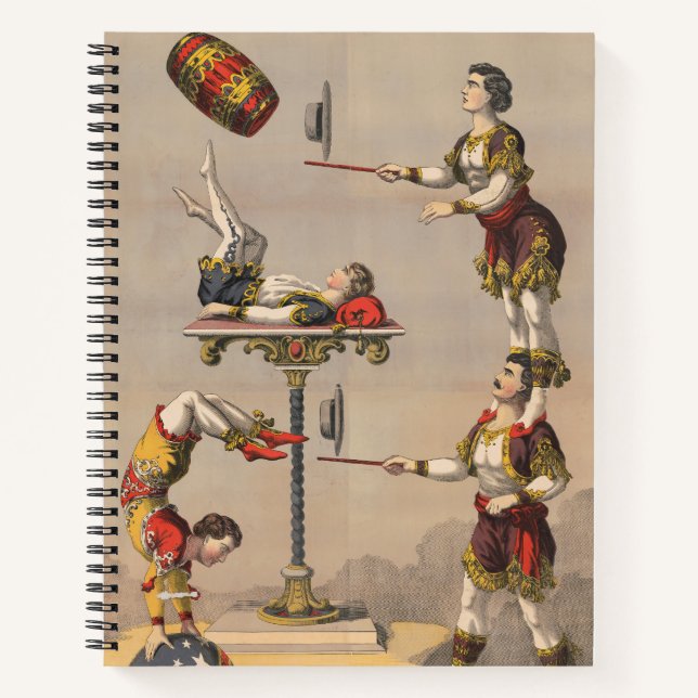Vintage Graphic Print Of An Acrobatic Act. Notebook (Front)