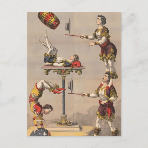 Vintage Graphic Print Of An Acrobatic Act Postcard