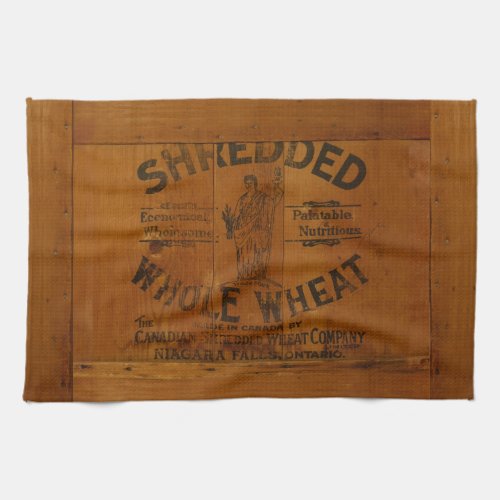 Vintage Graphic Shredded Wheat Stamped Crate Kitchen Towel