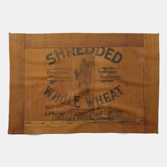 Vintage Graphic Shredded Wheat Stamped Crate Kitchen Towel (Horizontal)