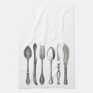 Vintage Graphic Silverware Cutlery Kitchen Towel