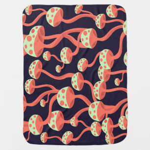 Vintage Graphics Mushrooms Seamless Pattern Baby Blanket
