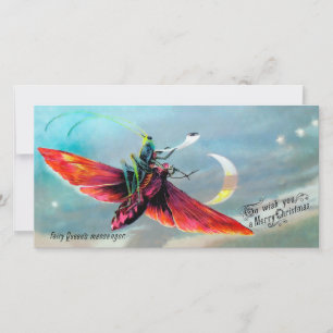 Vintage Grasshopper on a Moth Christmas Card