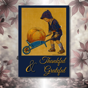 Vintage Grateful & Thankful Thanksgiving - Smith Holiday Card