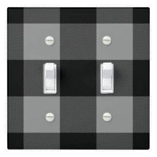 Vintage Gray and Black Buffalo Check Pattern Light Switch Cover