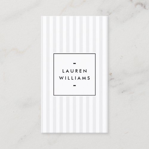 Vintage Gray and White Stripes Business Card
