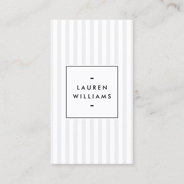 Vintage Gray and White Stripes Business Card (Front)