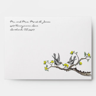 Vintage Gray Birds Yellow Flowers Envelopes