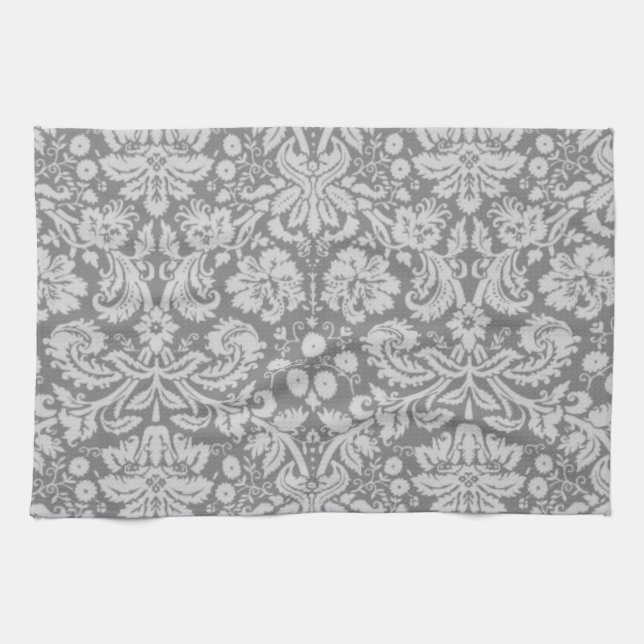 Vintage Gray Damask Towel (Horizontal)