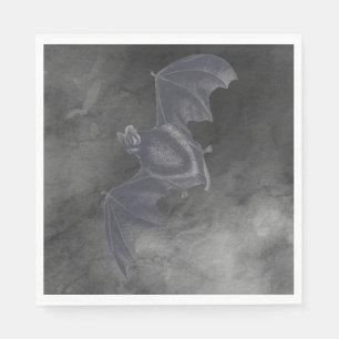 Vintage Gray Flying Bat on Gray Texture Napkins